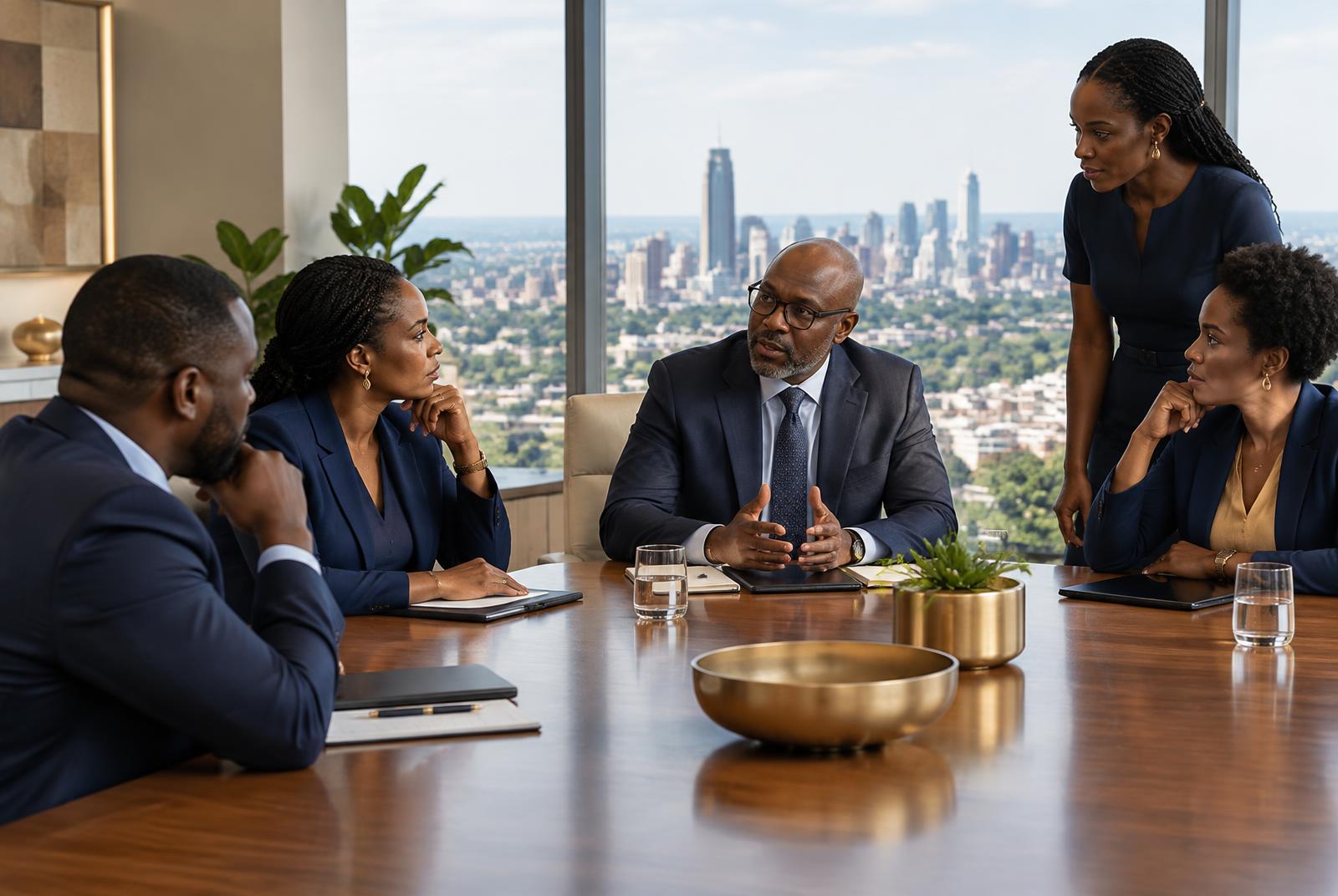 African executives in a focused strategy discussion